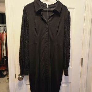 Badgley Mischka Black Long Sleeve Dress